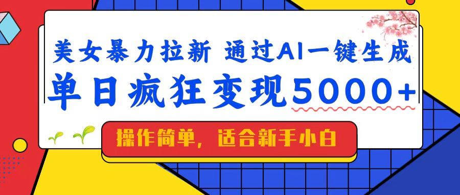 （14347期）美女暴力拉新，通过AI一键生成，单日疯狂变现5000+，纯小白一学就会！-柚子网创